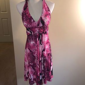 Pink patterned halter top dress